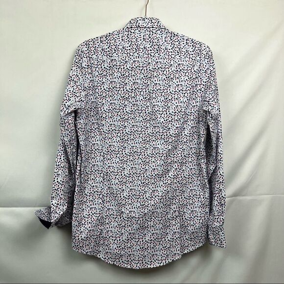 Guide London Blue/Pink/white Splatter Dot Button Down dress shirt - Picture 2 of 12